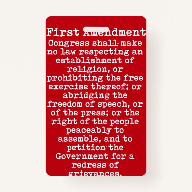 First Amendment Press Pass Badge ID Badge (Front)