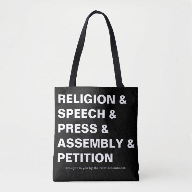 First Amendment Tote Bag in black (Front)