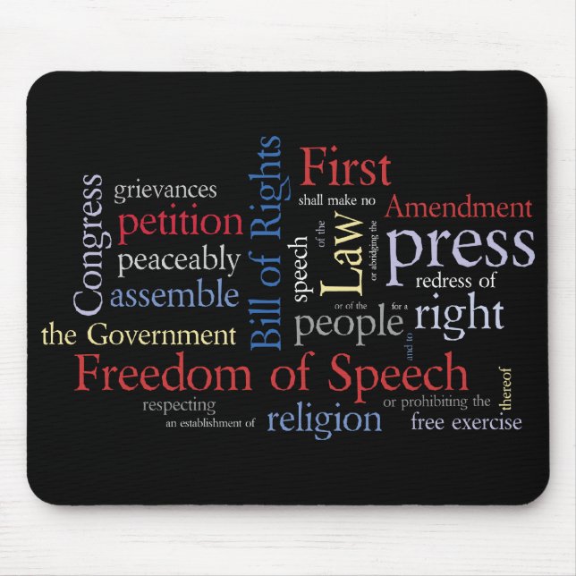 First Amendment Word Cloud Freedom of Speech Mouse Pad (Front)