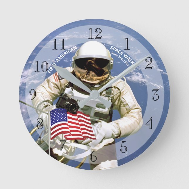 First American Astronaut Space Walk Round Clock (Front)