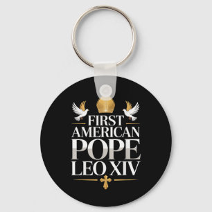 First American Pope Leo Xiv Catholic Religious Men Key Ring