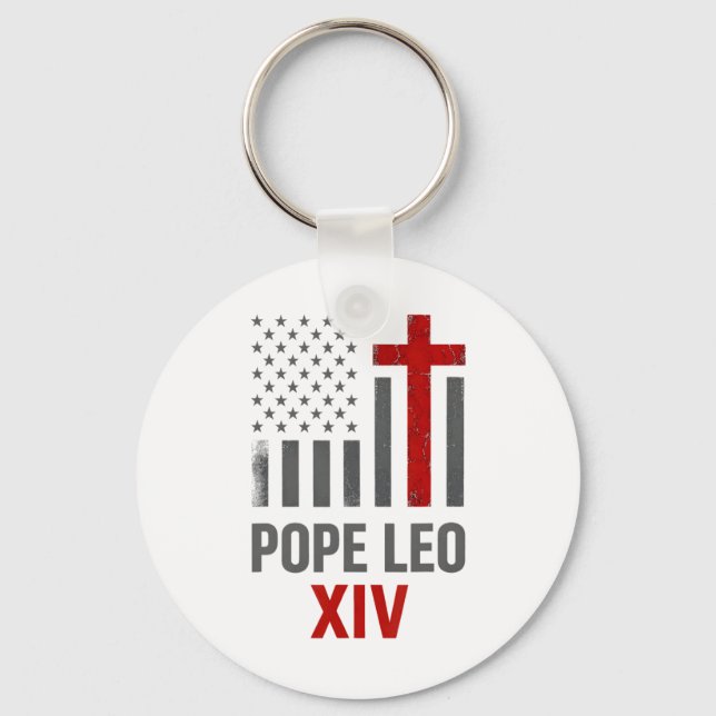 First American Pope Leo Xiv Catholic Religious Men Key Ring (Front)