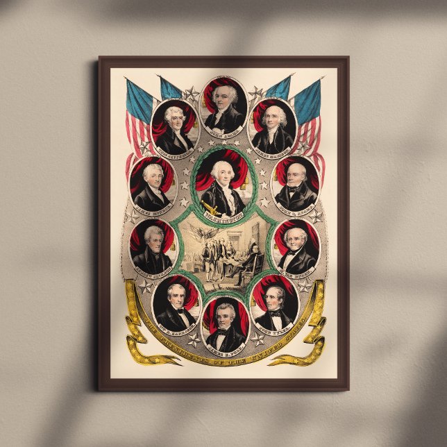 First American Presidents Restored 1844 Lithograph Poster (Creator Uploaded)