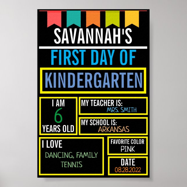First and Last Day of School Board for Kids Poster (Front)