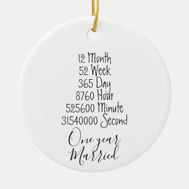 First Anniversary 1st year married wedding lover Ceramic Tree Decoration (Front)