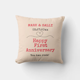 First Anniversary Gift Couple Name Date Keepsake  Cushion