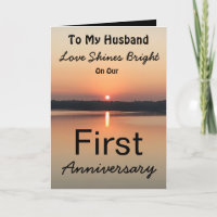 First Anniversary Husband Love Shines Bright Card