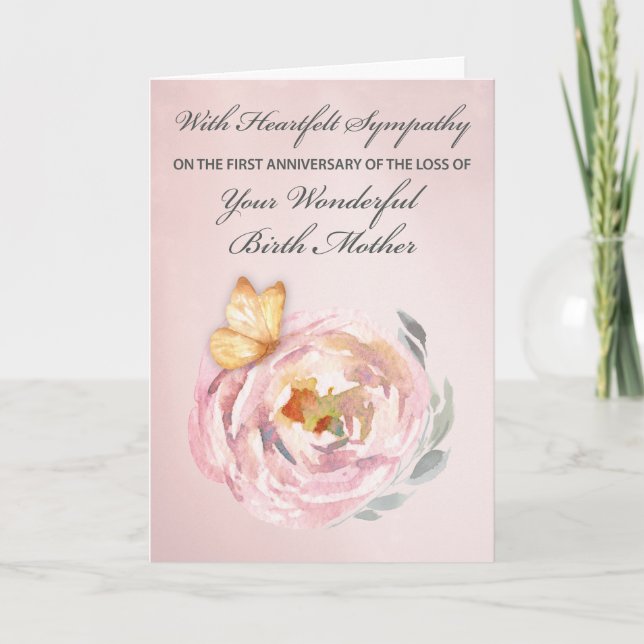 First Anniversary of Loss Birth Mother Butterfly Card (Front)