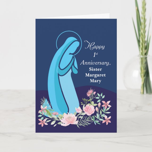 First Anniversary of Religious Life Custom Name Card (Front)