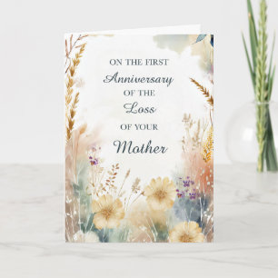 First Anniversary of the Loss of Mother Wildflower Card