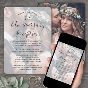 First Anniversary Wedding Reception Photo Overlay Invitation