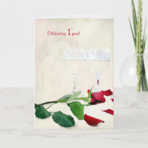 First Anniversary Wine and Roses Card