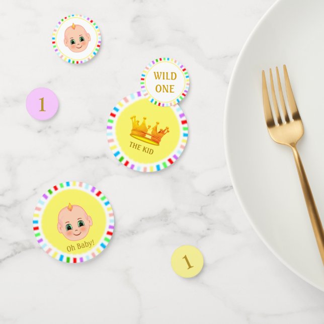First Baby Birthday Party & Multicolored Rays Confetti (Group)