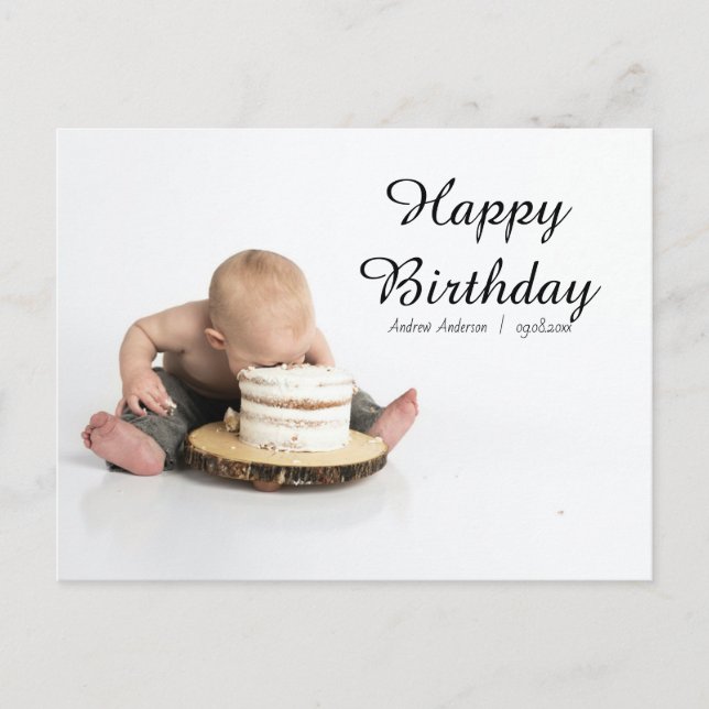 First Baby Happy Birthday invitation postcard (Front)