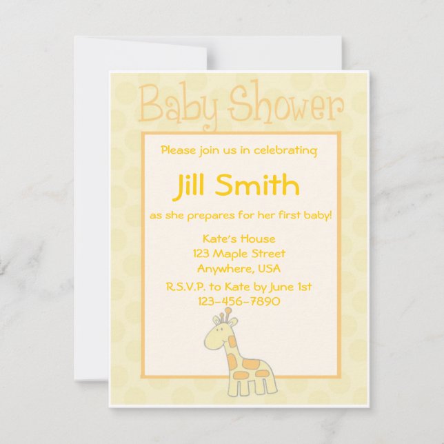 First Baby Shower - Yellow Invitation (Front)