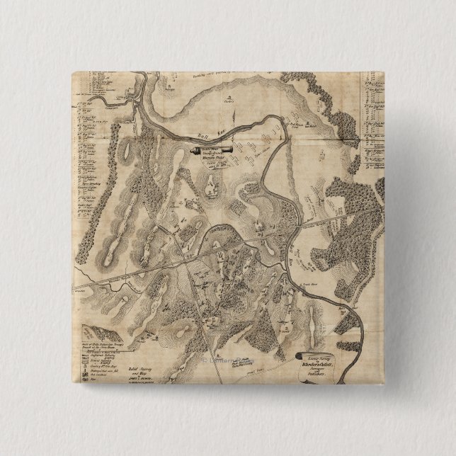 First Battle of Bull Run - Civil War Panoramic 4 15 Cm Square Badge (Front)