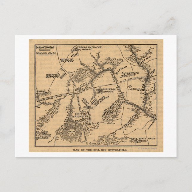 First Battle of Bull Run - Civil War Panoramic 7 Postcard (Front)