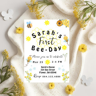 First Bee Day birthday Invitation