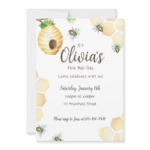 First 'Bee' Day Birthday Party Invitation