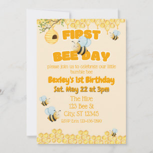 First Bee Day, Bumble Bee 1st Birthday Invitation