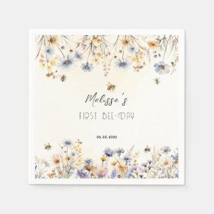 First Bee Day - Floral 1st Birthday Napkin