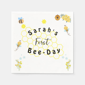 First Bee Day honey bee birthday Napkin