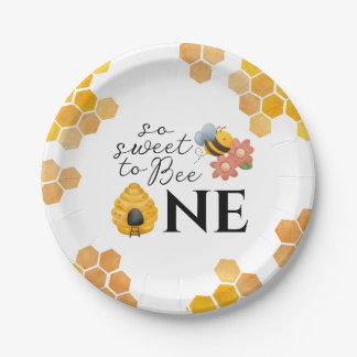 First Bee Day So Sweet to Bee One Paper Plate