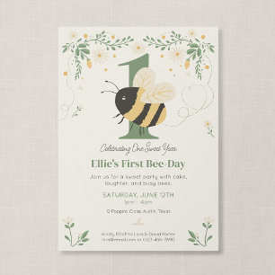 First Bee Day Storybook Honey Bee Birthday Invitation