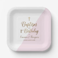 First birthday and baptism Pink Gold Cross Custom 
