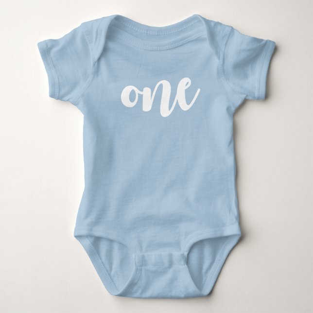 First Birthday Baby Boy Baby Bodysuit (Front)