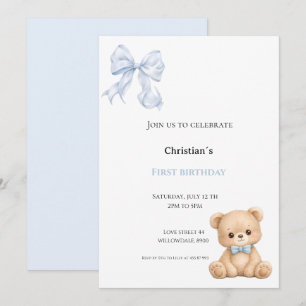 First Birthday baby boy Invitation