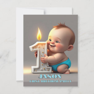 " FIRST BIRTHDAY BABY BOY " POSTCARD