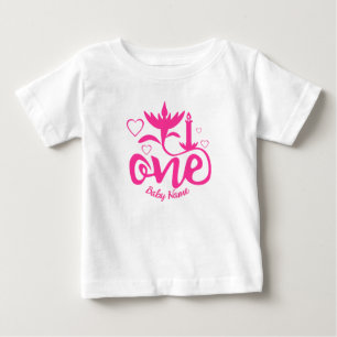 First Birthday Baby pink custum name  T-Shirt