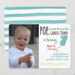 First Birthday Balloon Graphic Colourful Boy Invitation
