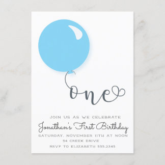 First Birthday Balloon Invitation
