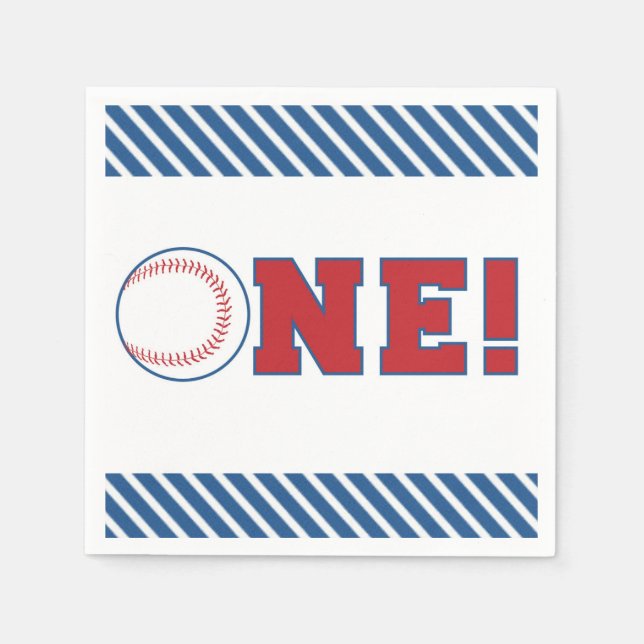 First Birthday Baseball Napkins (Front)