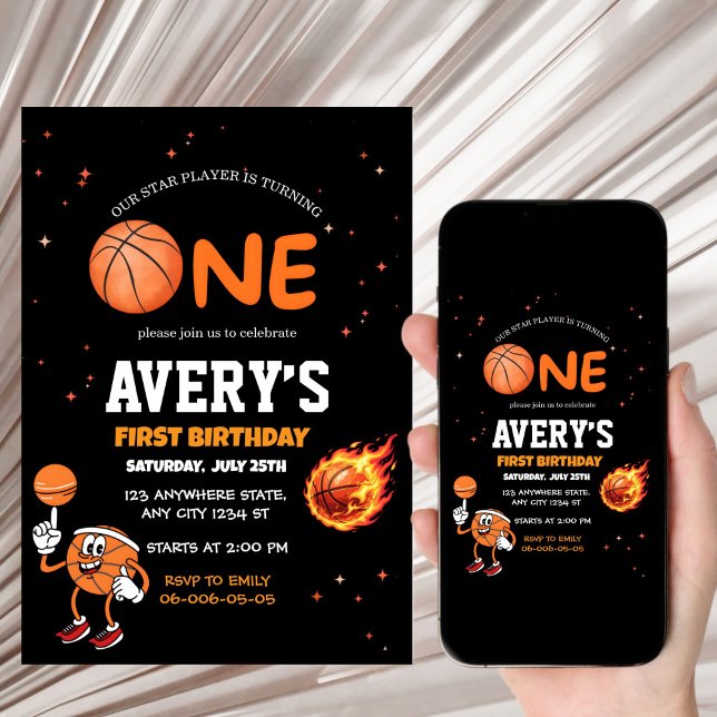 First birthday Basketball Invitation (Creator Uploaded)