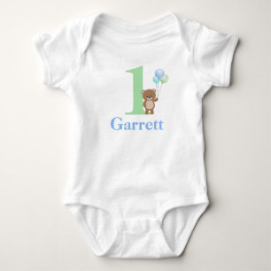 First Birthday Bear & Balloons Baby Bodysuit