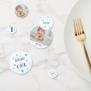First Birthday Blue Photo Birthday Party Confetti