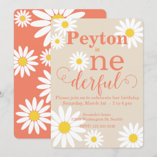 First Birthday Boho Daisy Invitation