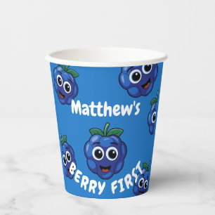 First Birthday Boy Blue Berry 1st Paper Cups