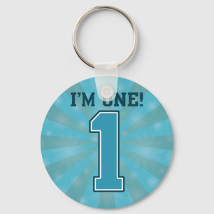 First Birthday Boy, I'm One, Big Blue Number 1 Key Ring