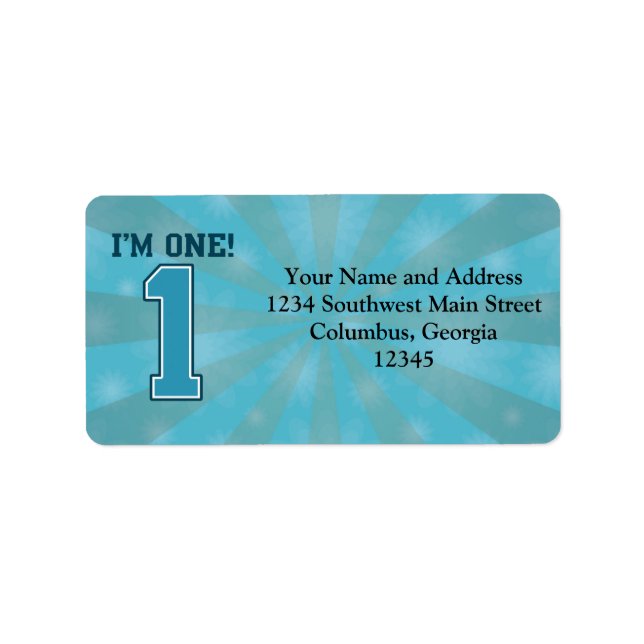 First Birthday Boy, I'm One, Big Blue Number 1 Label (Front)