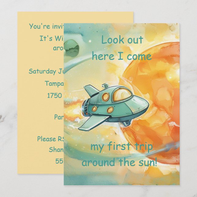 First Birthday Boy Party Digital Download Invitation (Front/Back)