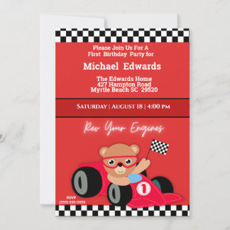First Birthday Boys Race Car Invitations