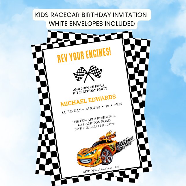 First Birthday Boys Race Car Invitations (Creator Uploaded)