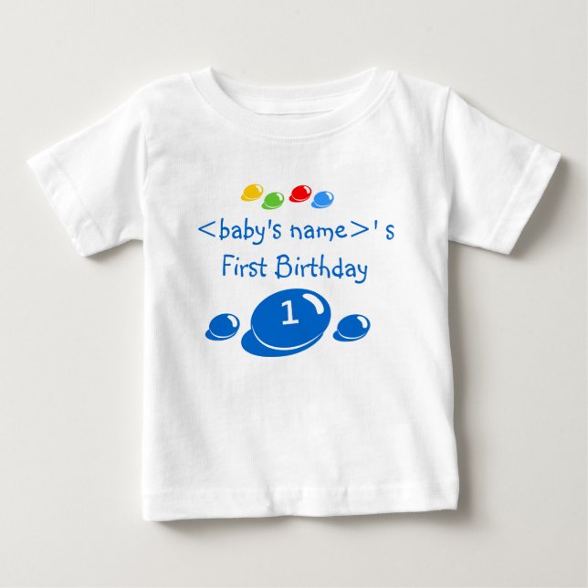First Birthday boys T-Shirt - Can Customise (Front)