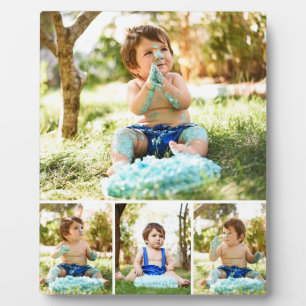 First Birthday Cake Custom 4 Photo Collage Plaque