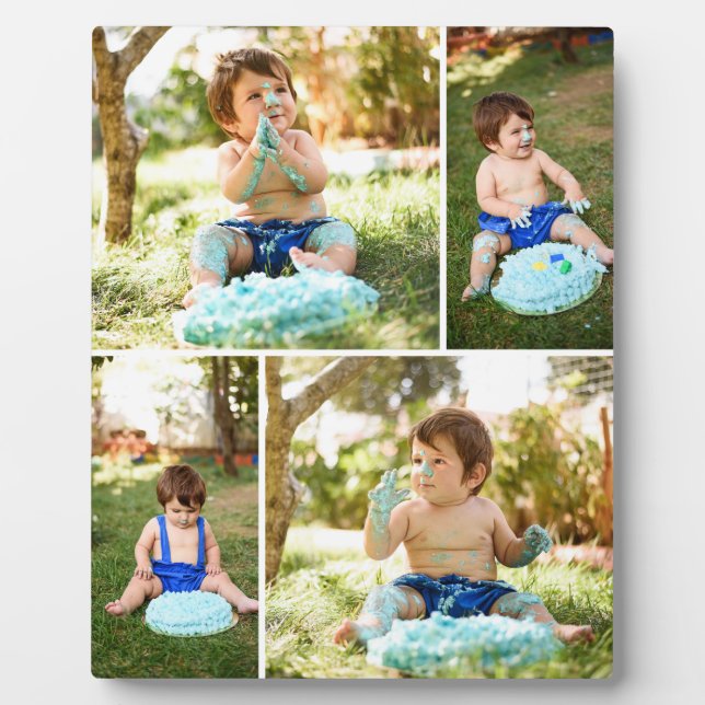 First Birthday Cake Custom Photo Collage Plaque (Front)