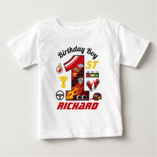First Birthday cars   Racing Birthday Boy Baby T-Shirt
